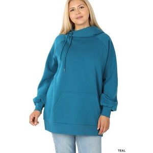 Light Blue Zenana Side Tie Hoodie
